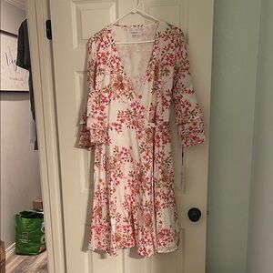 Calvin Klein Pink Floral Long Sleeve Dress